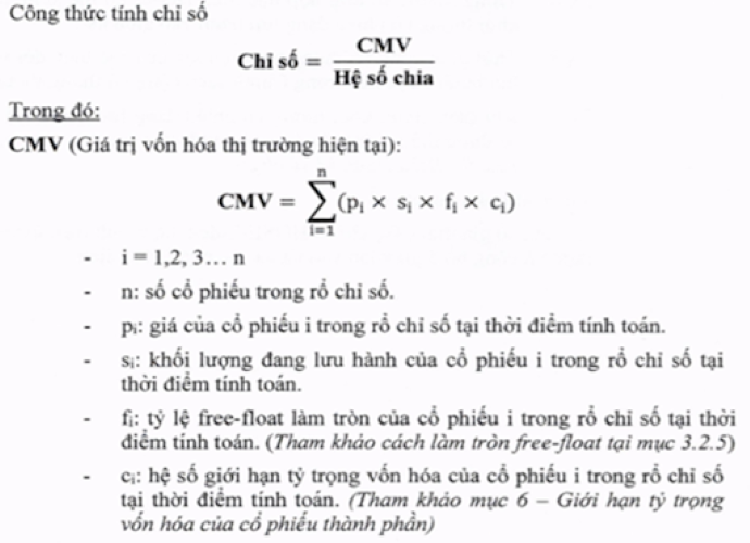 Chỉ số chứng khoán Việt Nam - Công thức tính bộ chỉ số tại HSX