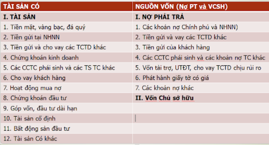 Cách đọc bảng cân đối kế toán Ngân hàng Thương mại