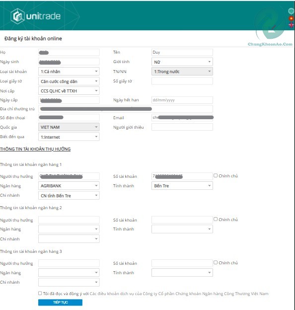 Hướng dẫn mở tài khoản chứng khoán CTS online