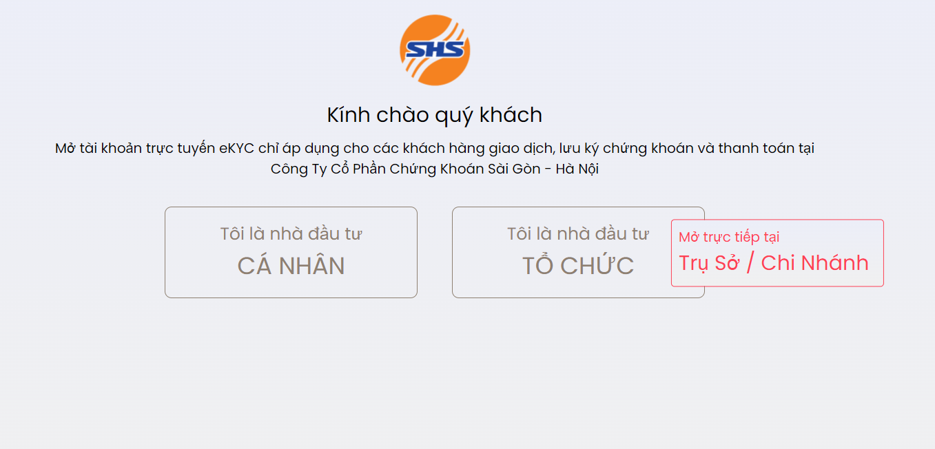 Hướng dẫn mở tài khoản chứng khoán SHS - Online