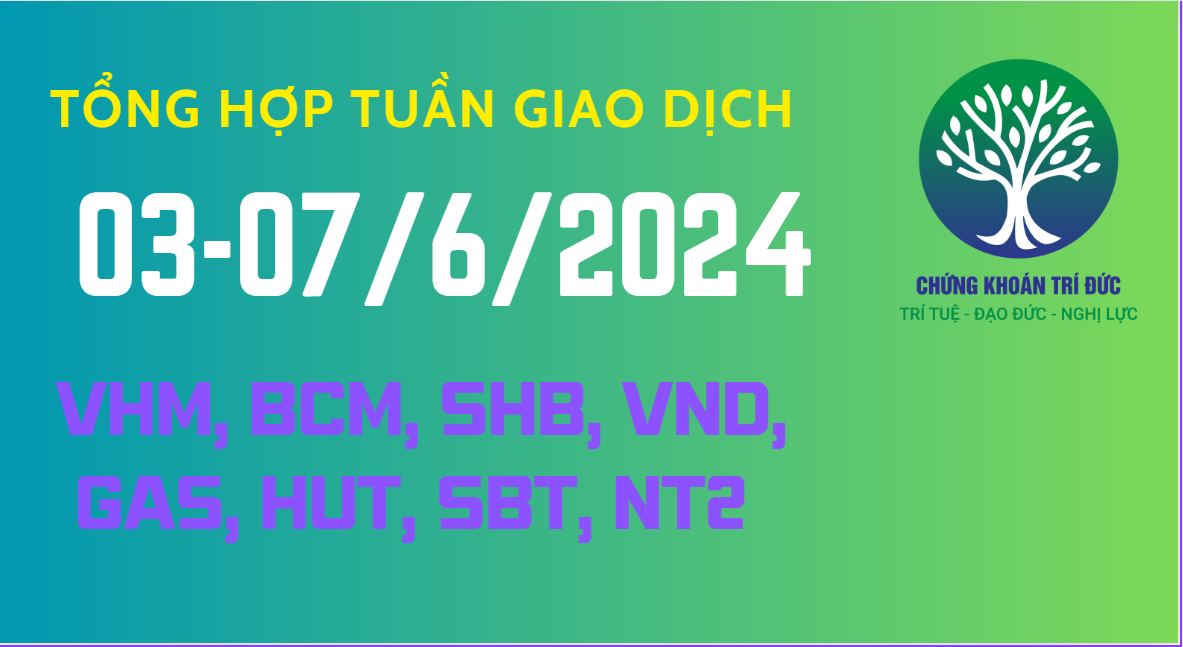 Tổng hợp giao dịch tuần từ ngày 03-07/6/2024: Vnindex tăng điểm trở lại sau 2 tuần điều chỉnh